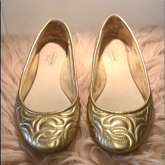 Coach Laticia Metallic Gold Flats - Picture 1 of 9